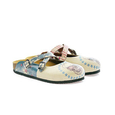 CALCEO Dry Head With Glasses and American Flagged, Blue, Red Patterned Clogs - CAL112 Women Clogs Shoes - Goby Shoes UK