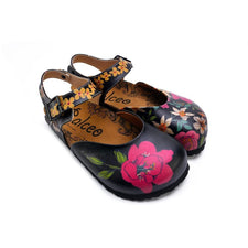 CALCEO Pink, White, Orange Flowers and Blue, Green Leaf Patterned Clogs - CAL1609 Clogs Shoes - Goby Shoes UK