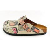  CALCEO Light Pink, Black Striped and Black Cute Penguins Patterned Clogs - CAL347 Women Clogs Shoes - Goby Shoes UK