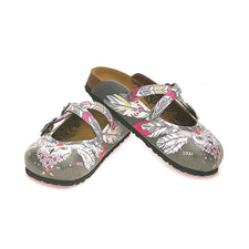 CALCEO Grey Colored, Colorful Feathers, Owl Patterned Clogs - WCAL133 Women Clogs Shoes - Goby Shoes UK