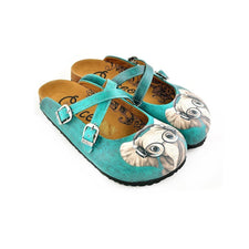 CALCEO Blue Colored Pattern and Grey Elephant Patterned Clogs - WCAL140 Women Clogs Shoes - Goby Shoes UK