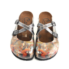 CALCEO Black Colored, Renaissance Tabled Patterned Clogs - WCAL160 Women Clogs Shoes - Goby Shoes UK