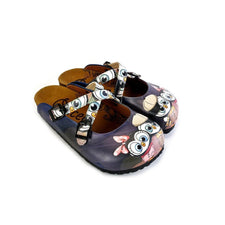 CALCEO Black Cute Penguins Patterned Clogs - WCAL175 Women Clogs Shoes - Goby Shoes UK