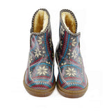Dark Blue & White Stars & Red Short Furry Boots ACAP102 - Goby ALASKA Short Furry Boots 