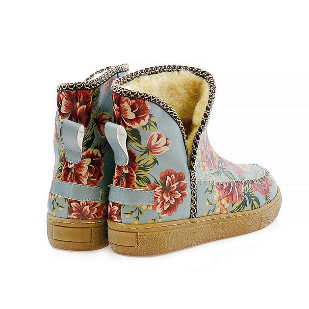 Natural Flowers Short Furry Boots ACAP104