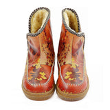 Autumn and Oaks Leaves Short Furry Boots ACAP105, Goby, ALASKA Short Furry Boots 