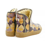 Colorful Squares Short Furry Boots ACAP110 - Goby ALASKA Short Furry Boots 