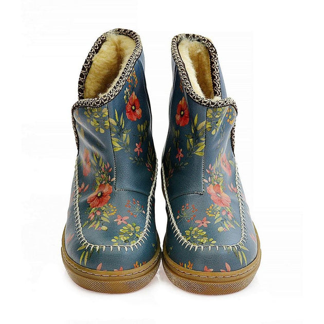 Anatolian Flowers Short Furry Boots ACAP113, Goby, ALASKA Short Furry Boots 