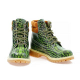 Green & Black Crocodille Skin Short Boots ACAT103