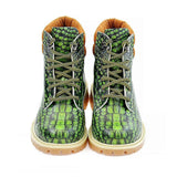 Green & Black Crocodille Skin Short Boots ACAT103