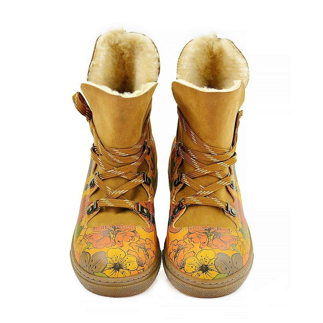 Colorful Flowers Short Furry Boots AGAN100 - Goby ALASKA Short Furry Boots 