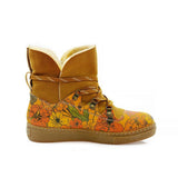 Colorful Flowers Short Furry Boots AGAN100 - Goby ALASKA Short Furry Boots 