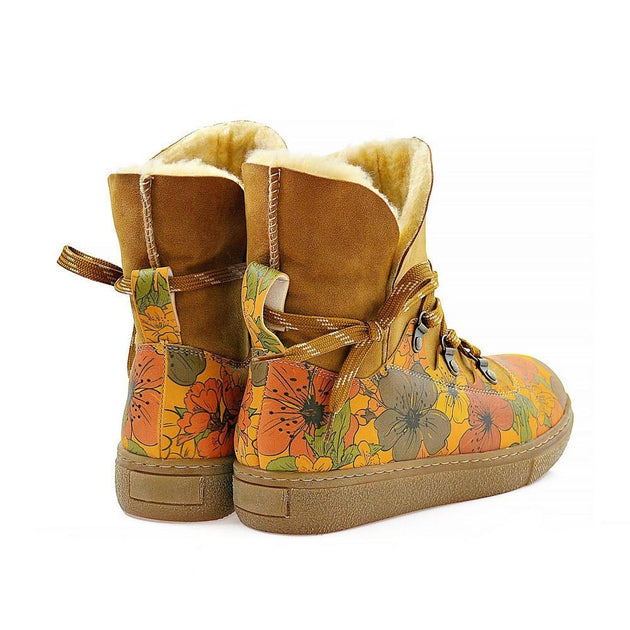 Colorful Flowers Short Furry Boots AGAN100 - Goby ALASKA Short Furry Boots 