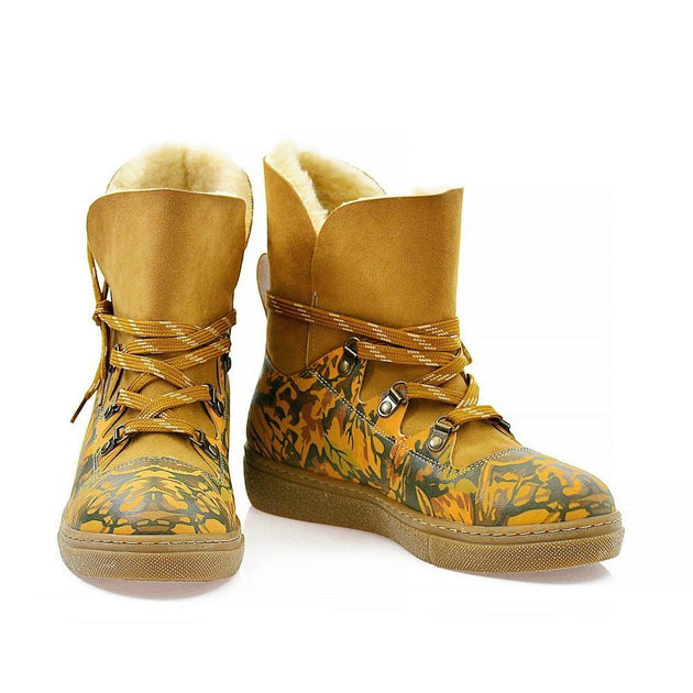 Camouflage Short Furry Boots AGAN103, Goby, ALASKA Short Furry Boots 