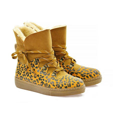 Leopard Drawings Short Furry Boots AGAN107