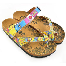  CALCEO Colors and Flowers, Love Patterned Square Sandal - CAL1002 Women Sandal Shoes - Goby Shoes UK
