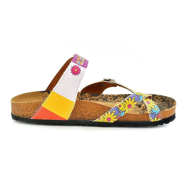  CALCEO Colors and Flowers, Love Patterned Square Sandal - CAL1002 Women Sandal Shoes - Goby Shoes UK