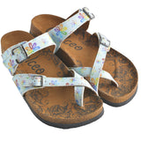  CALCEO Rainbow Flowers and Light Blue Pattern Sandal - CAL1007 Sandal Shoes - Goby Shoes UK