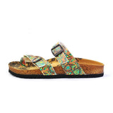  CALCEO Light Blue and Orange, Yellow Drop Patterns Sandal - CAL1011 Women Sandal Shoes - Goby Shoes UK