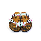  CALCEO Pink and White Flowers, Green Leafy, Light Blue Pattern Sandal - CAL1012 Sandal Shoes - Goby Shoes UK