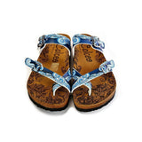  CALCEO Light Blue and White, Sea Wavy Dark Blue Pattern Sandal - CAL1013 Women Sandal Shoes - Goby Shoes UK