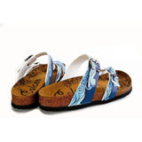  CALCEO Light Blue and White, Sea Wavy Dark Blue Pattern Sandal - CAL1013 Women Sandal Shoes - Goby Shoes UK