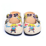  CALCEO Super Hero Girl With Sunglasses and Star, Heart Shaped Clogs - CAL104 Clogs Shoes - Goby Shoes UK