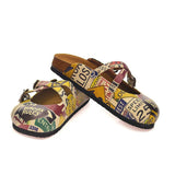  CALCEO Red, Black, Yellow and Break Rules Written Patterned Clogs - CAL107 Clogs Shoes - Goby Shoes UK