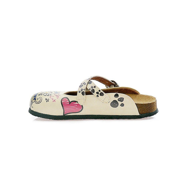  CALCEO Blue, Pink, Black, Pussy and Hearted Charming Cat Patterned Clogs - CAL109 Women Clogs Shoes - Goby Shoes UK