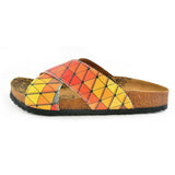  CALCEO Geometric Pattern in Red and Blue Tones Sandal - CAL1104 Women Sandal Shoes - Goby Shoes UK