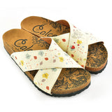  CALCEO Colorful Autumn Leaves and Hearted Girl and Boy Patterned Sandal - CAL1107 Women Sandal Shoes - Goby Shoes UK