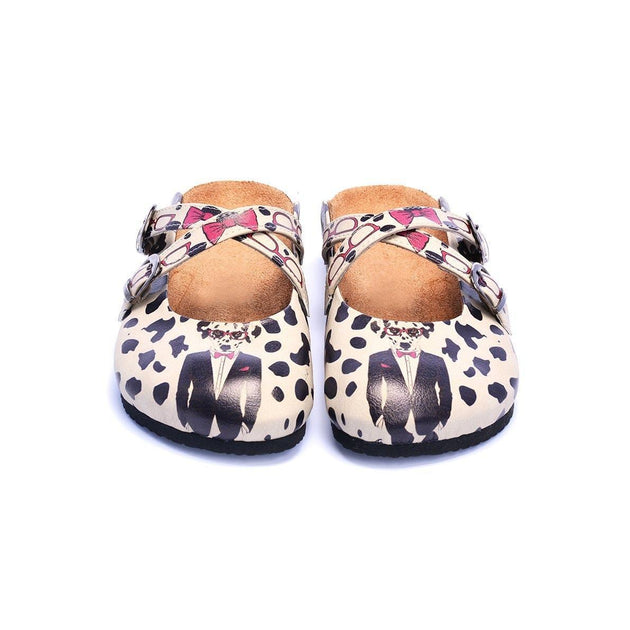  CALCEO Dog With Pink Bow Tie and Glasses Design Clogs - CAL110 Women Clogs Shoes - Goby Shoes UK