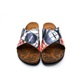  CALCEO Black, Red, White and Wall Decoy Patterned Sandal - CAL1110 Women Sandal Shoes - Goby Shoes UK