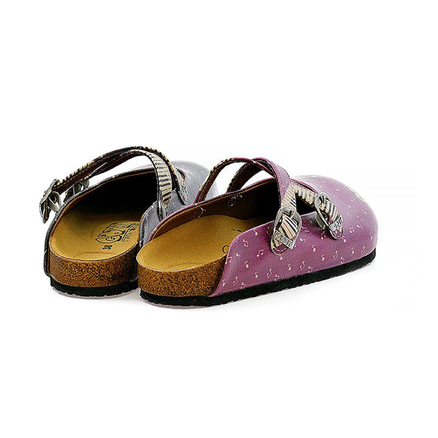  Calceo CAL113 Purple & Black Music Clogs Women Clogs Shoes - Goby Shoes UK