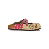  CALCEO Pink Polkadot and Wall Decoy, Nice, Bad, Evil Written Girls Patterned Clogs - CAL117 Clogs Shoes - Goby Shoes UK