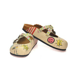  CALCEO Colored Polkadot and Lines, Girlz and Wow Written Patterned Clogs - CAL118 Women Clogs Shoes - Goby Shoes UK