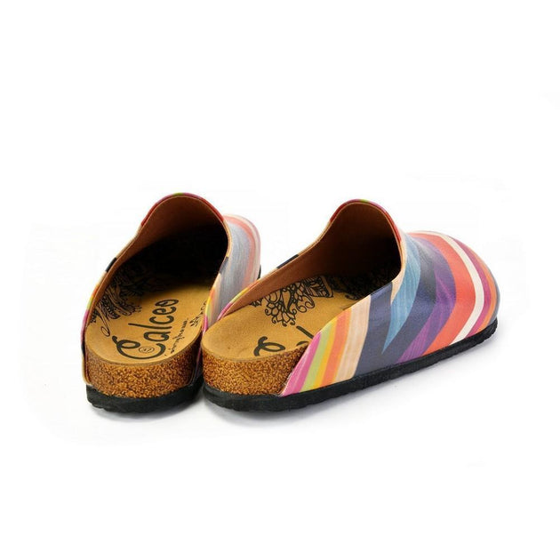  CALCEO Orange, Pink and Chevron, Colored Patterned Clogs - CAL1401 Clogs Shoes - Goby Shoes UK