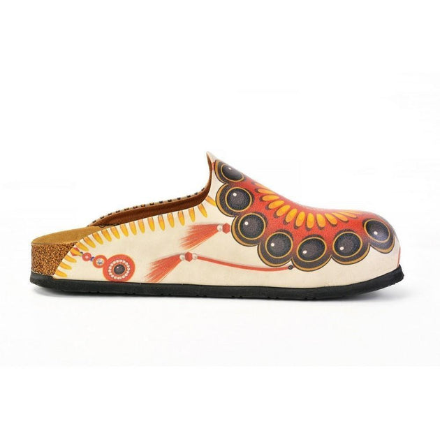  CALCEO Red, Orange, Black, Yellow and Bead Pattern Clogs - CAL1402 Clogs Shoes - Goby Shoes UK