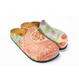  CALCEO Red Geometric Patterned and Colored Watercolor and Red Water Drops Patterned Clogs - CAL1405 Clogs Shoes - Goby Shoes UK