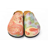  CALCEO Red Geometric Patterned and Colored Watercolor and Red Water Drops Patterned Clogs - CAL1405 Clogs Shoes - Goby Shoes UK