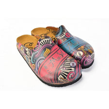  CALCEO Purple and Blue Mixed Music Notes, Let the Music Written Patterned Clogs - CAL1406 Clogs Shoes - Goby Shoes UK