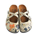  CALCEO Black Paw, Black and Orange Cats Patterned Clogs - CAL146 Women Clogs Shoes - Goby Shoes UK