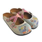  CALCEO Blue, Pink, You and Me Written, Men and Women Patterned Clogs - CAL147 Women Clogs Shoes - Goby Shoes UK
