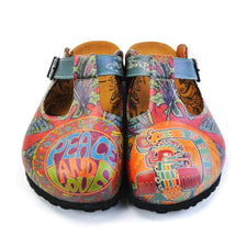  Calceo CAL1505 Peace and Love Clogs Women Clogs Shoes - Goby Shoes UK