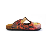  CALCEO Pink, Red, Yellow Mixed Black Patterned Abstract Women Patterned Clogs - CAL1506 Clogs Shoes - Goby Shoes UK