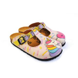  CALCEO Pink Candy and Pink Unicorn, Pink Heart Patterned Clogs - CAL1507 Clogs Shoes - Goby Shoes UK