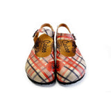  CALCEO Red, Beige, Black Lines and Red Rose Patterned Clogs - CAL1601 Clogs Shoes - Goby Shoes UK