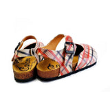  CALCEO Red, Beige, Black Lines and Red Rose Patterned Clogs - CAL1601 Clogs Shoes - Goby Shoes UK