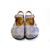  CALCEO Blue and Beige Flowers Patterned Clogs - CAL1603 Women Clogs Shoes - Goby Shoes UK