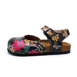  CALCEO Pink, White, Orange Flowers and Blue, Green Leaf Patterned Clogs - CAL1609 Clogs Shoes - Goby Shoes UK
